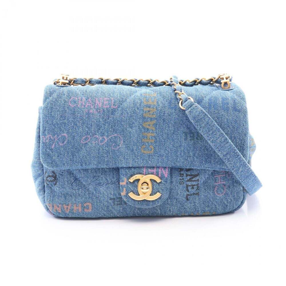 Chanel Matelassé Small Flap Bag Shoulder Handbag Denim Women's Blue